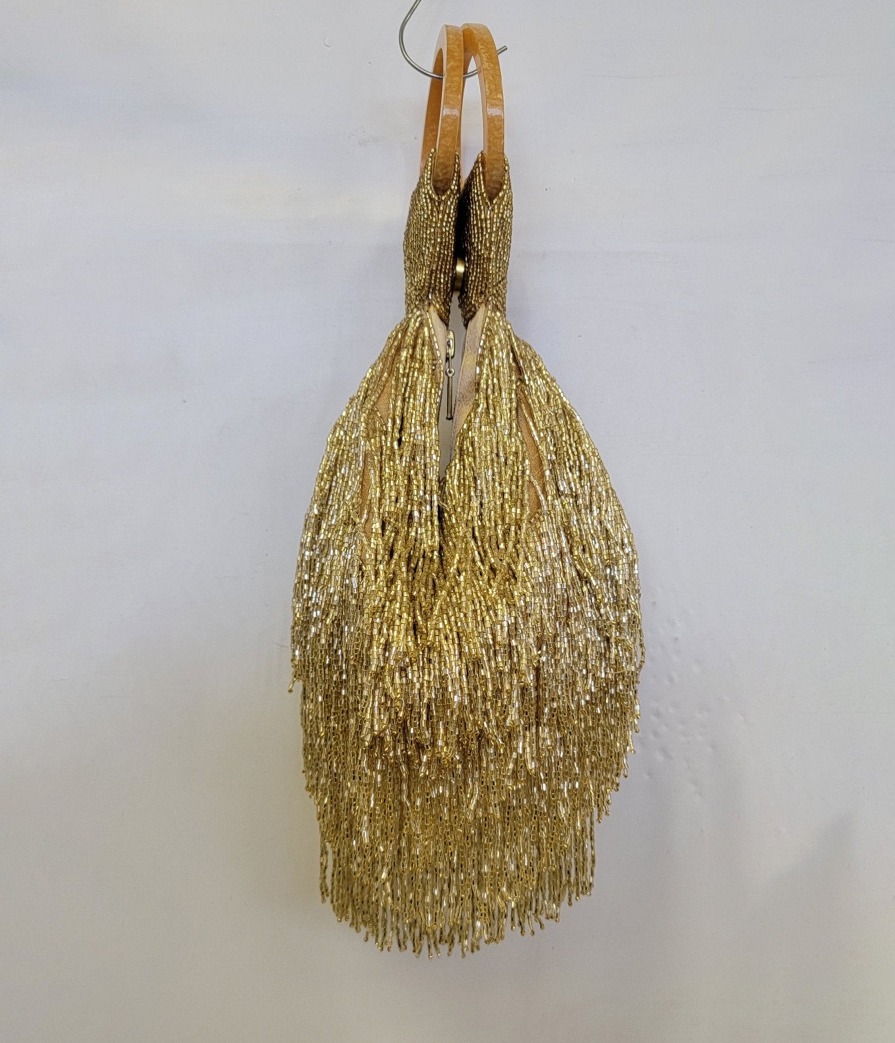 Gold Beaded Fringe Wristlet - Unique Vintage - Womens, ACCESSORIES, FLAPPER