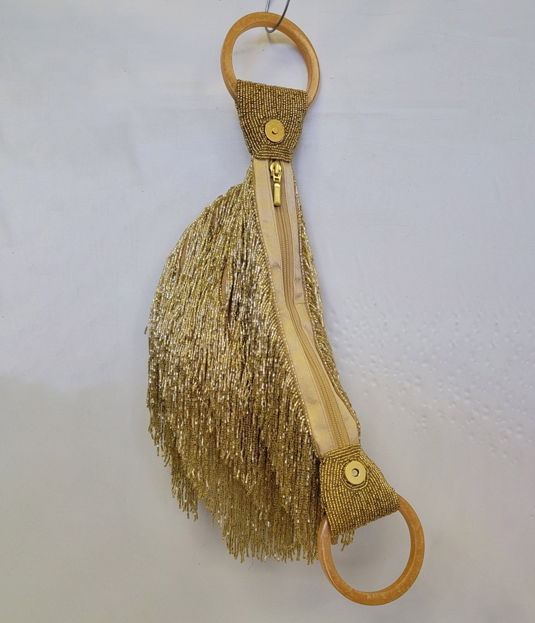 Gold Beaded Fringe Wristlet - Unique Vintage - Womens, ACCESSORIES, FLAPPER