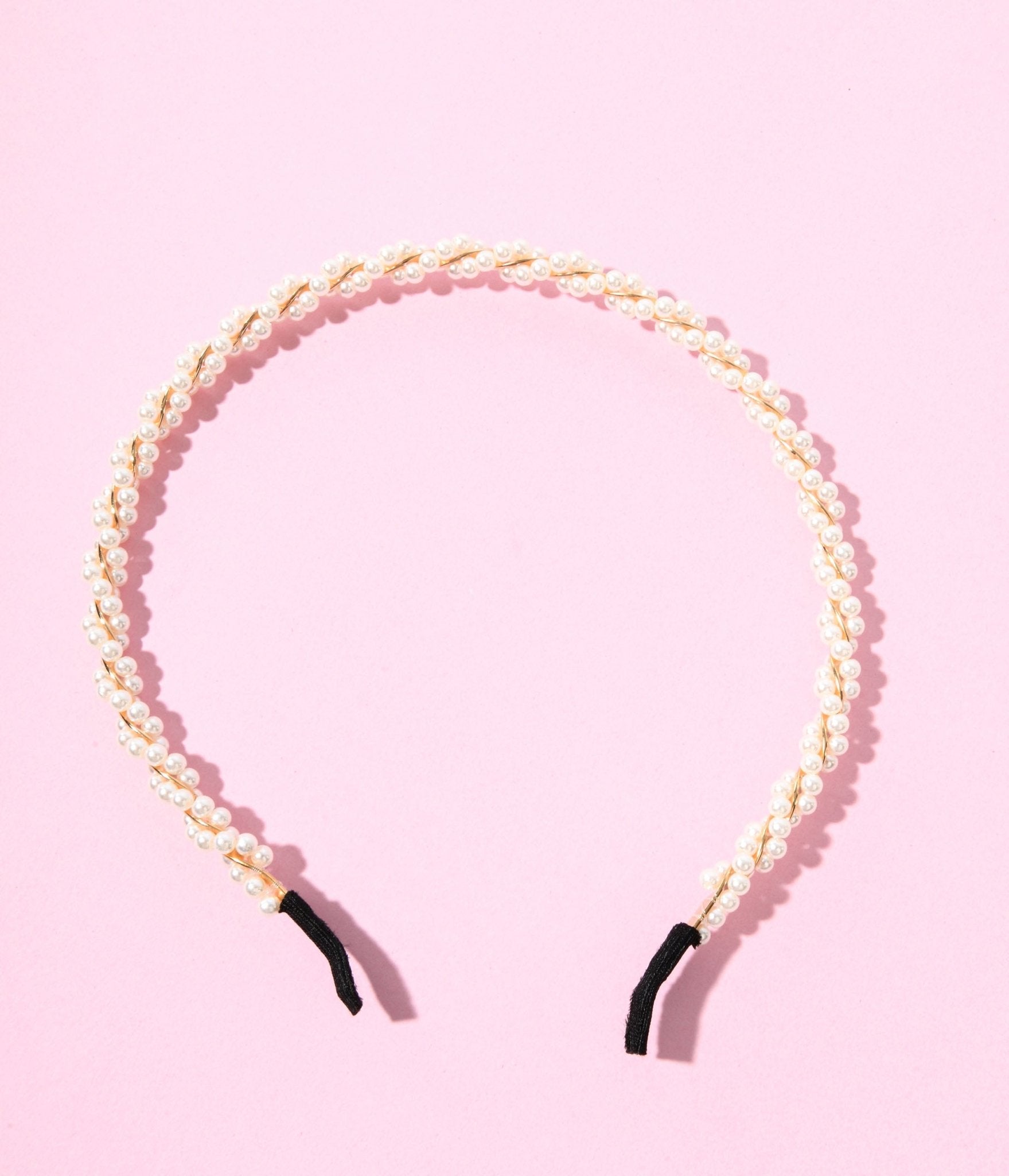 Gold & Faux Pearl Twisted Vine Thin Headband – Unique Vintage