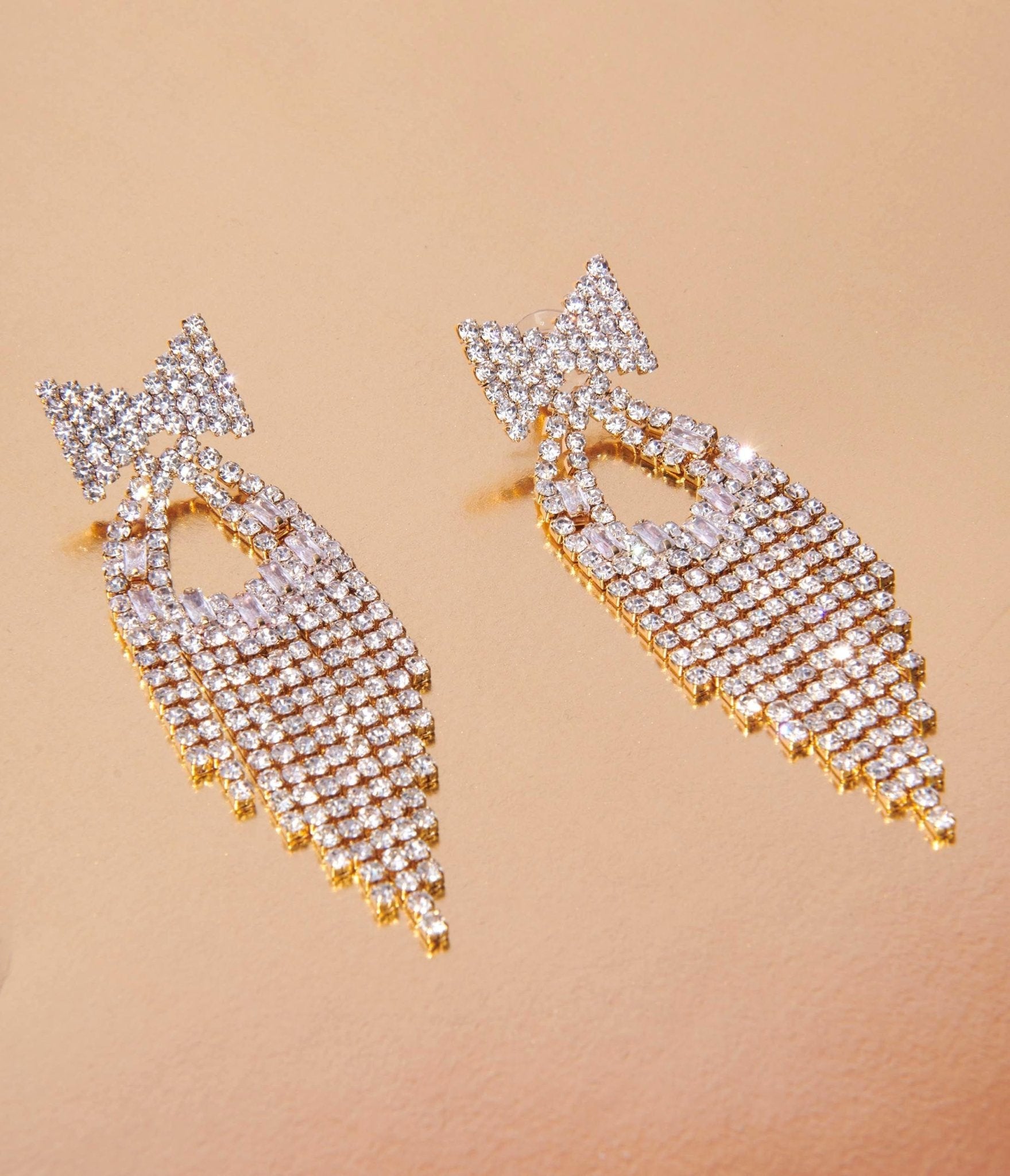 Gold rhinestone sales dangle earrings
