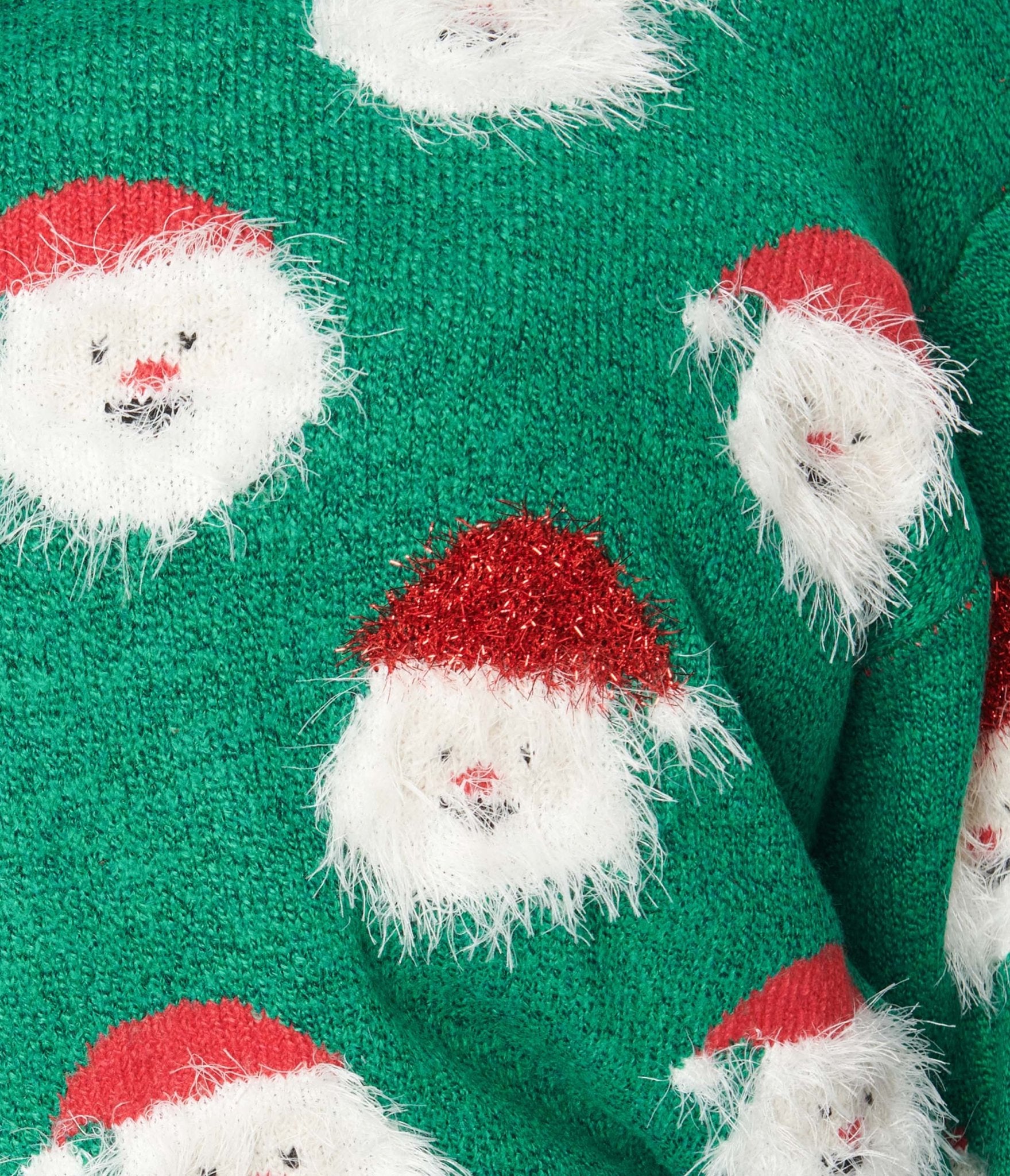 Green Fuzzy Santa Claus Sweater - Unique Vintage - Sweaters