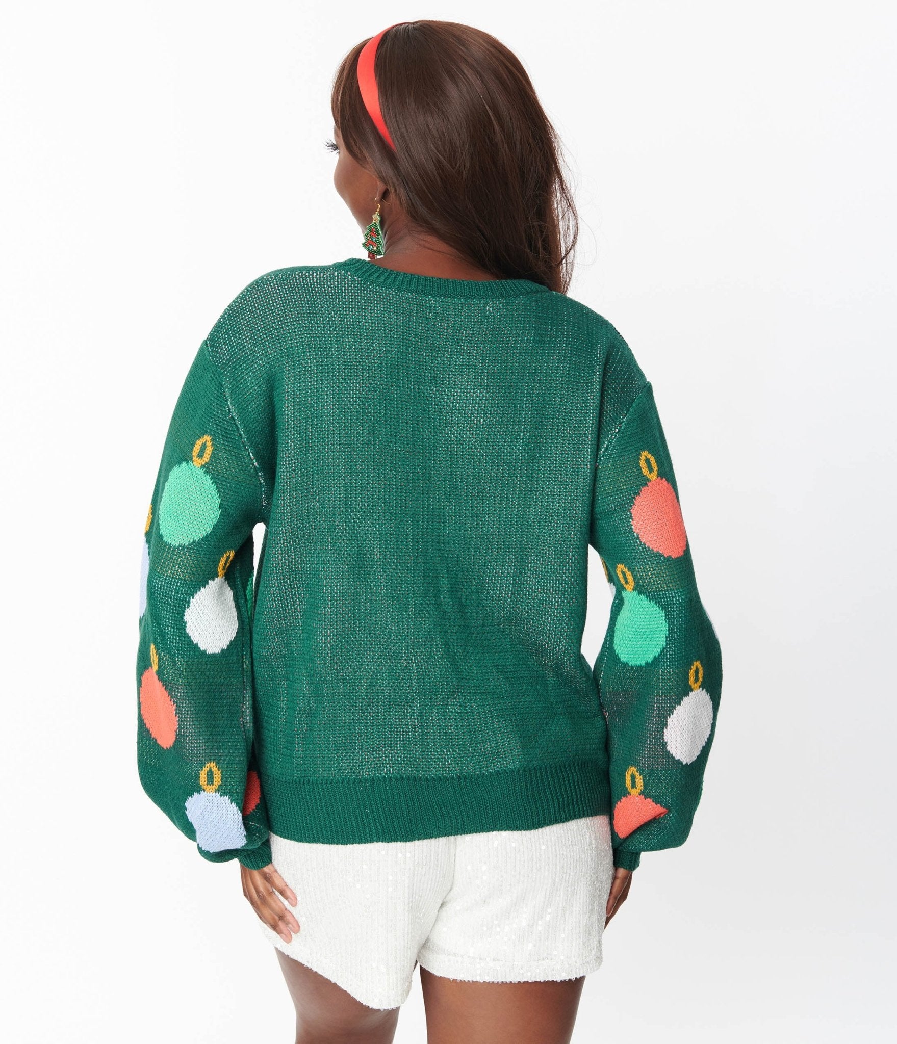 Green Multicolor Ornament Sweater - Unique Vintage - Womens, TOPS, SWEATERS