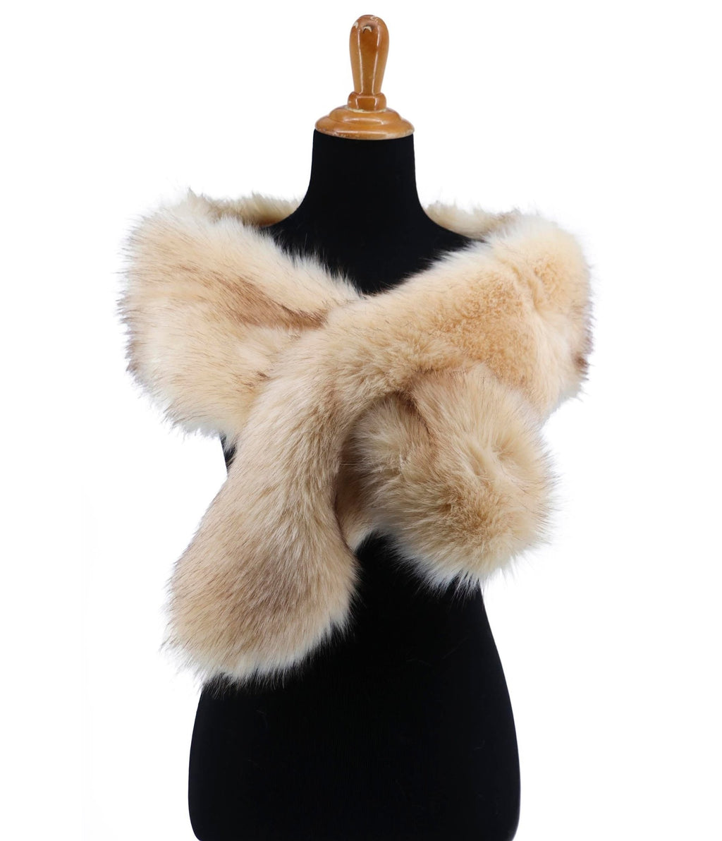 Grey Flapper Faux Fur Stole Wrap - Unique Vintage - Womens, ACCESSORIES, FLAPPER