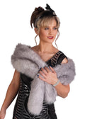 Grey Flapper Faux Fur Stole Wrap - Unique Vintage - Womens, ACCESSORIES, FLAPPER