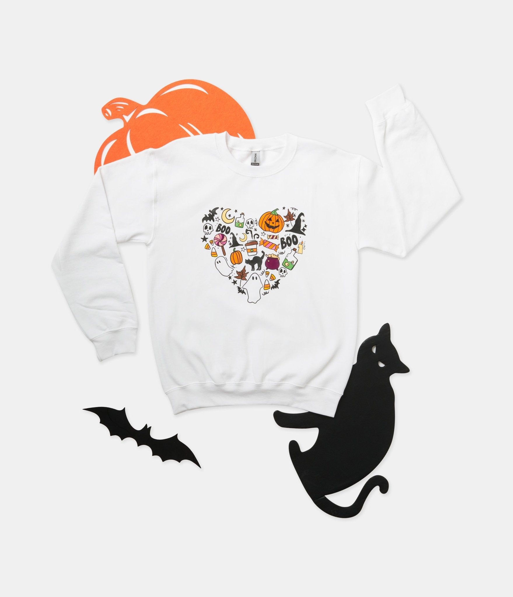 Halloween Heart Unisex Graphic Sweatshirt - Unique Vintage - Womens, HALLOWEEN, TOPS