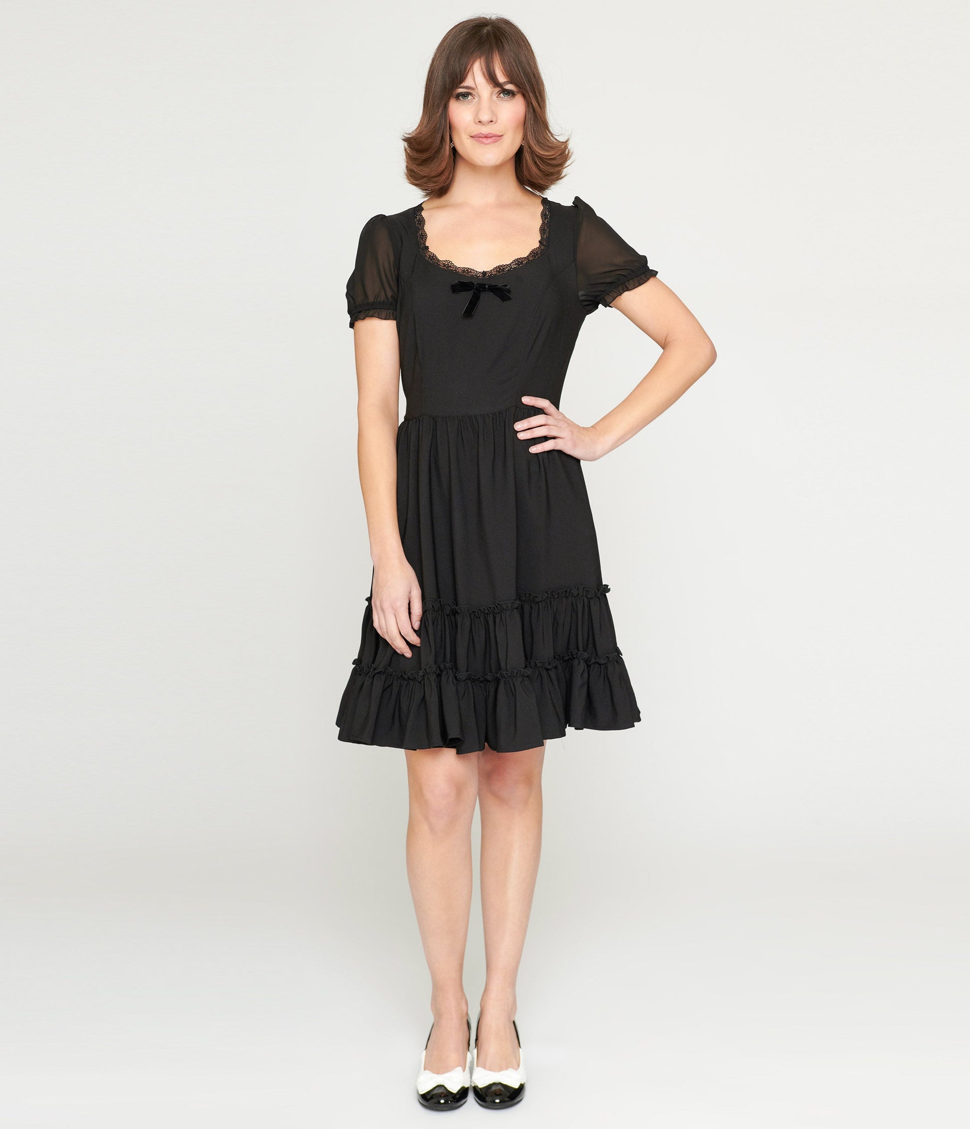 Hell Bunny Black Annette Mini Dress - Unique Vintage - Womens, DRESSES, SWING