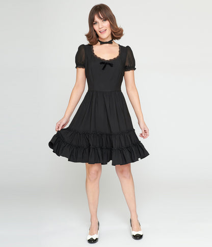 Hell Bunny Black Annette Mini Dress - Unique Vintage - Womens, DRESSES, SWING