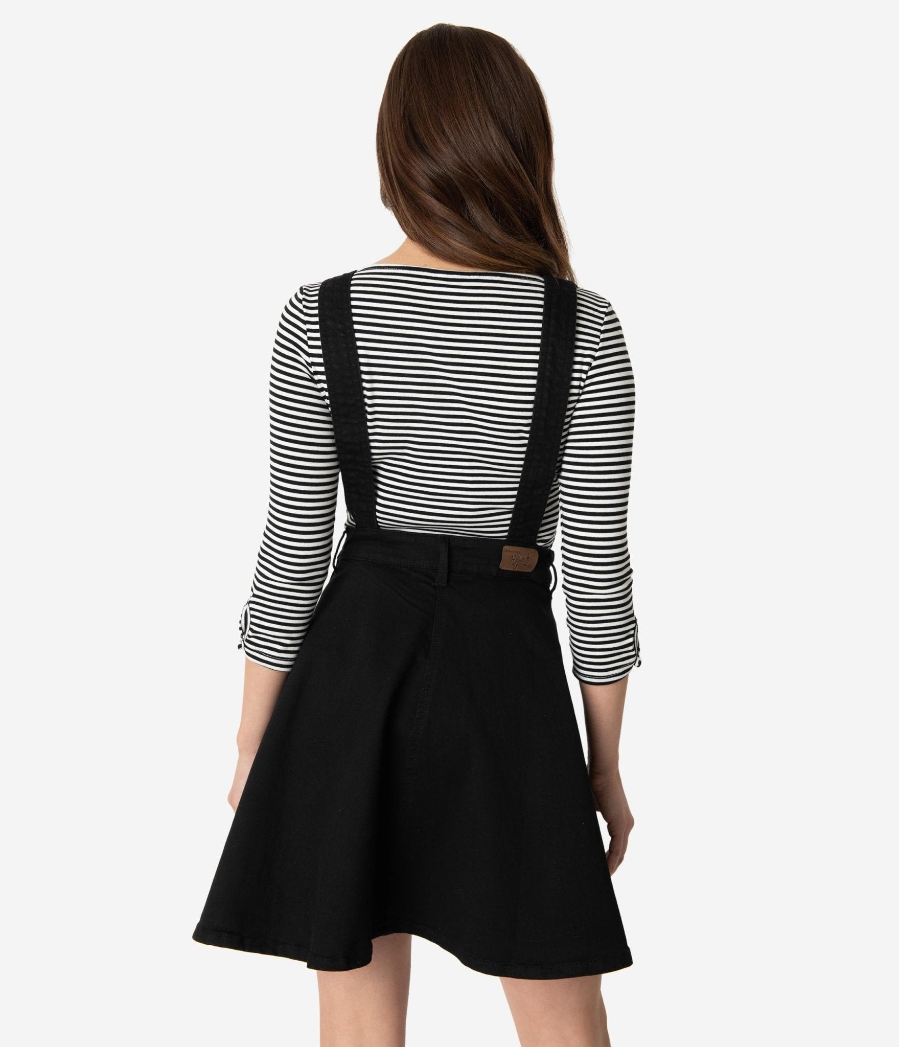 Hell Bunny Black Denim Dakota Overall Skirt - Unique Vintage - Womens, BOTTOMS, SKIRTS