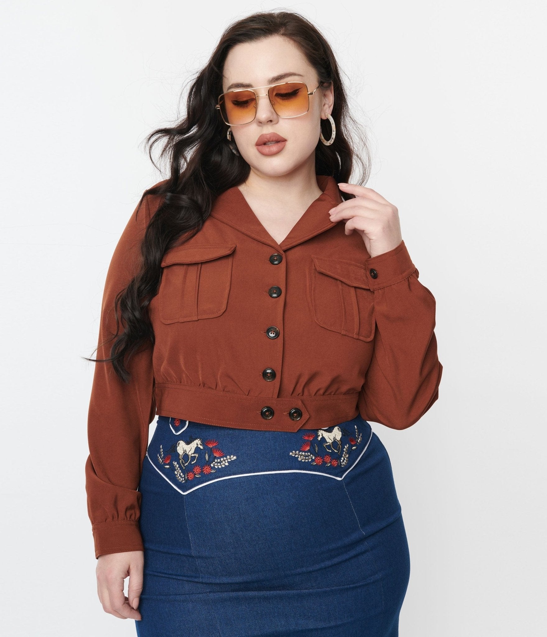 Hell Bunny Brown Ravenwood Crop Jacket - Unique Vintage - Womens, TOPS, OUTERWEAR