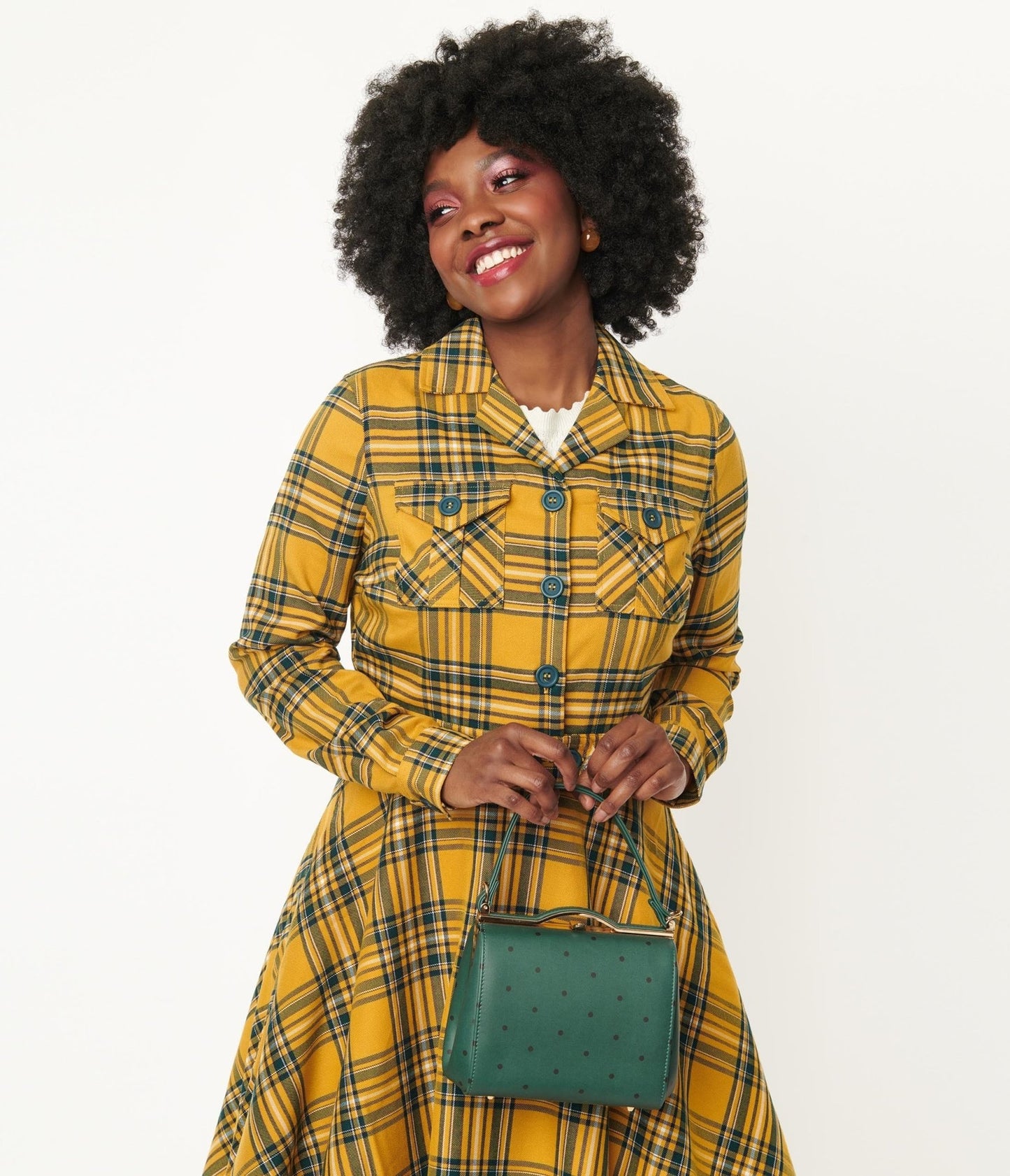 Hell Bunny Mustard & Navy Plaid Wither Crop Jacket - Unique Vintage - Womens, TOPS, OUTERWEAR