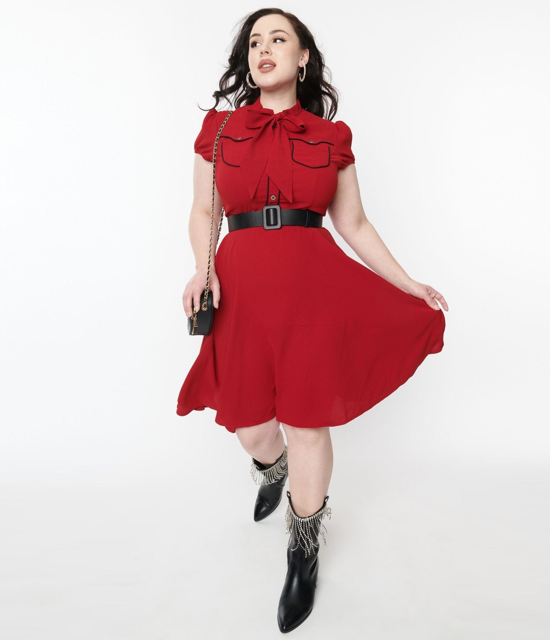 Hell Bunny Red Millie Fit & Flare Dress - Unique Vintage - Womens, DRESSES, FIT AND FLARE