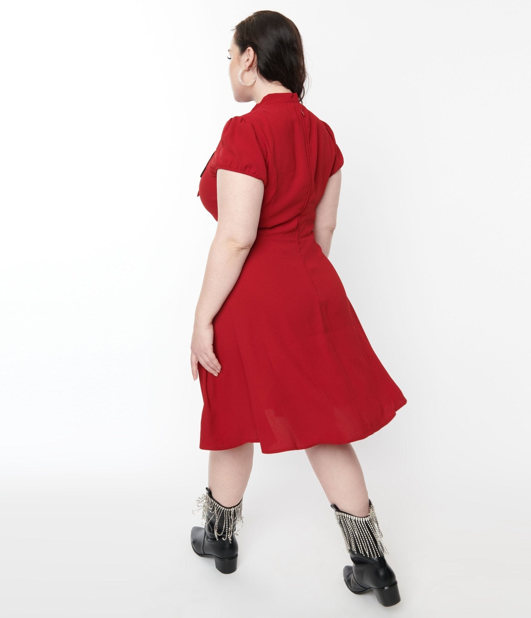 Hell Bunny Red Millie Fit & Flare Dress - Unique Vintage - Womens, DRESSES, FIT AND FLARE