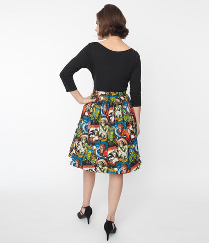 Hollywood Monster Pleated Circle Skirt - Unique Vintage - Womens, BOTTOMS, SKIRTS