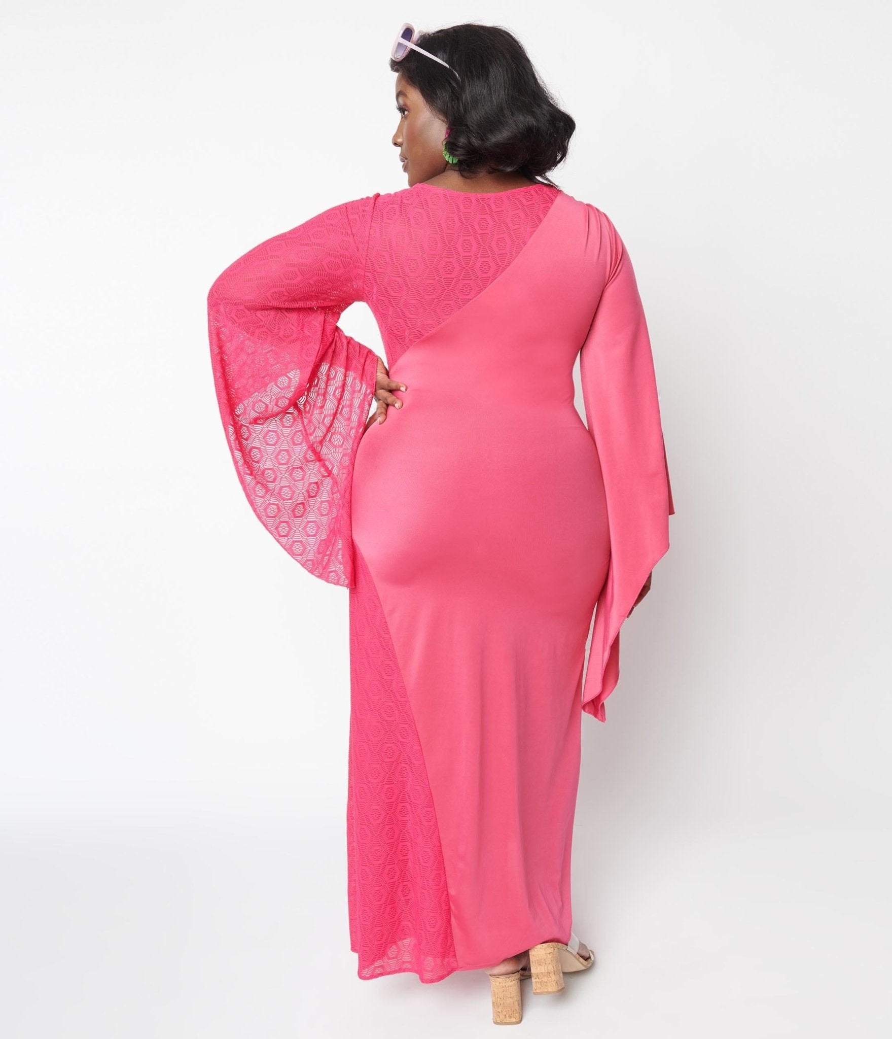 Hot Pink Lace Maxi Dress - Unique Vintage - Womens, DRESSES, MAXI