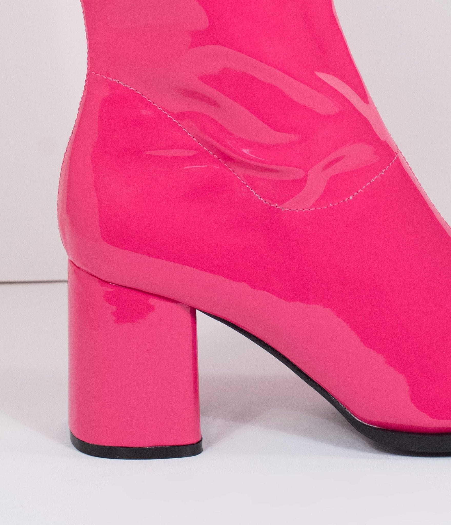 Hot Pink Patent Leatherette Knee High Go Go Boots - Unique Vintage - Womens, SHOES, BOOTS