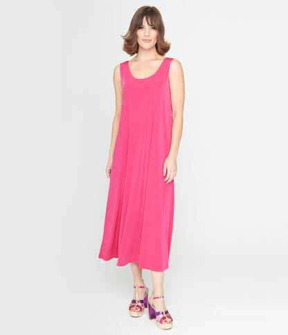 Hot Pink Slip Maxi Dress - Unique Vintage - Womens, DRESSES, MAXI
