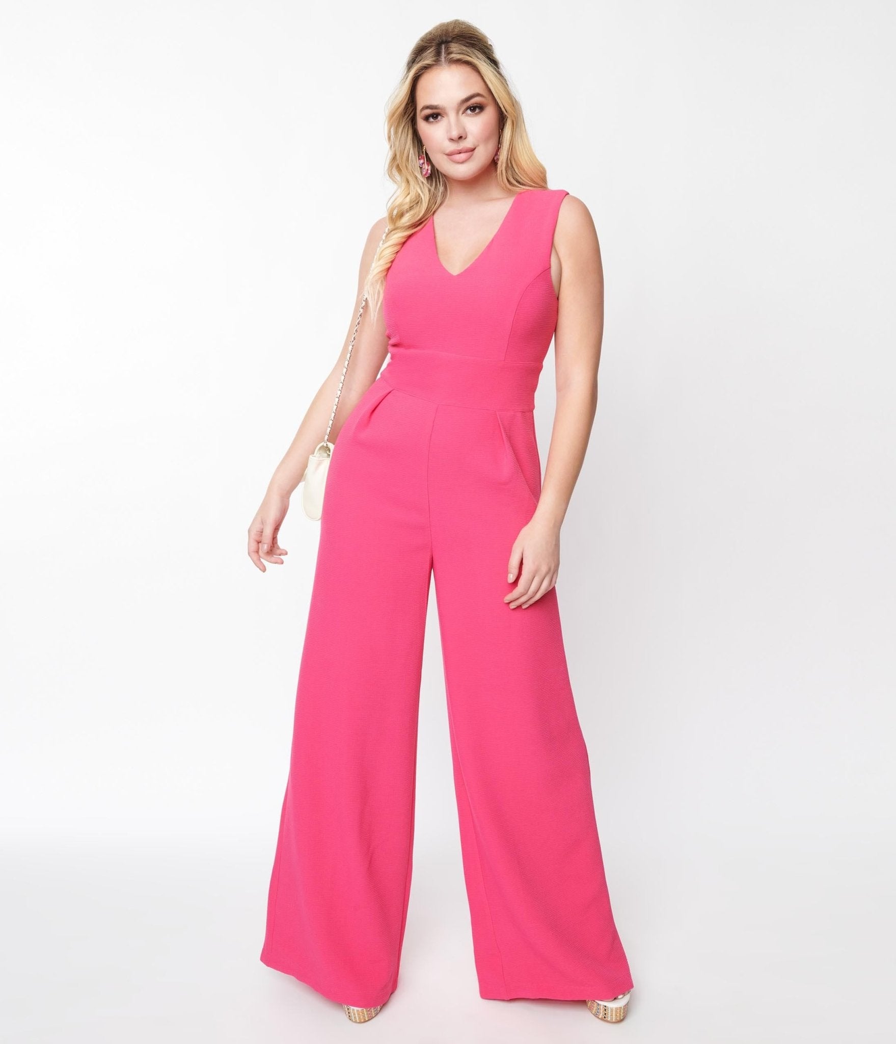 Retro & Vintage Hot Pink Wide Leg Kiara Jumpsuit