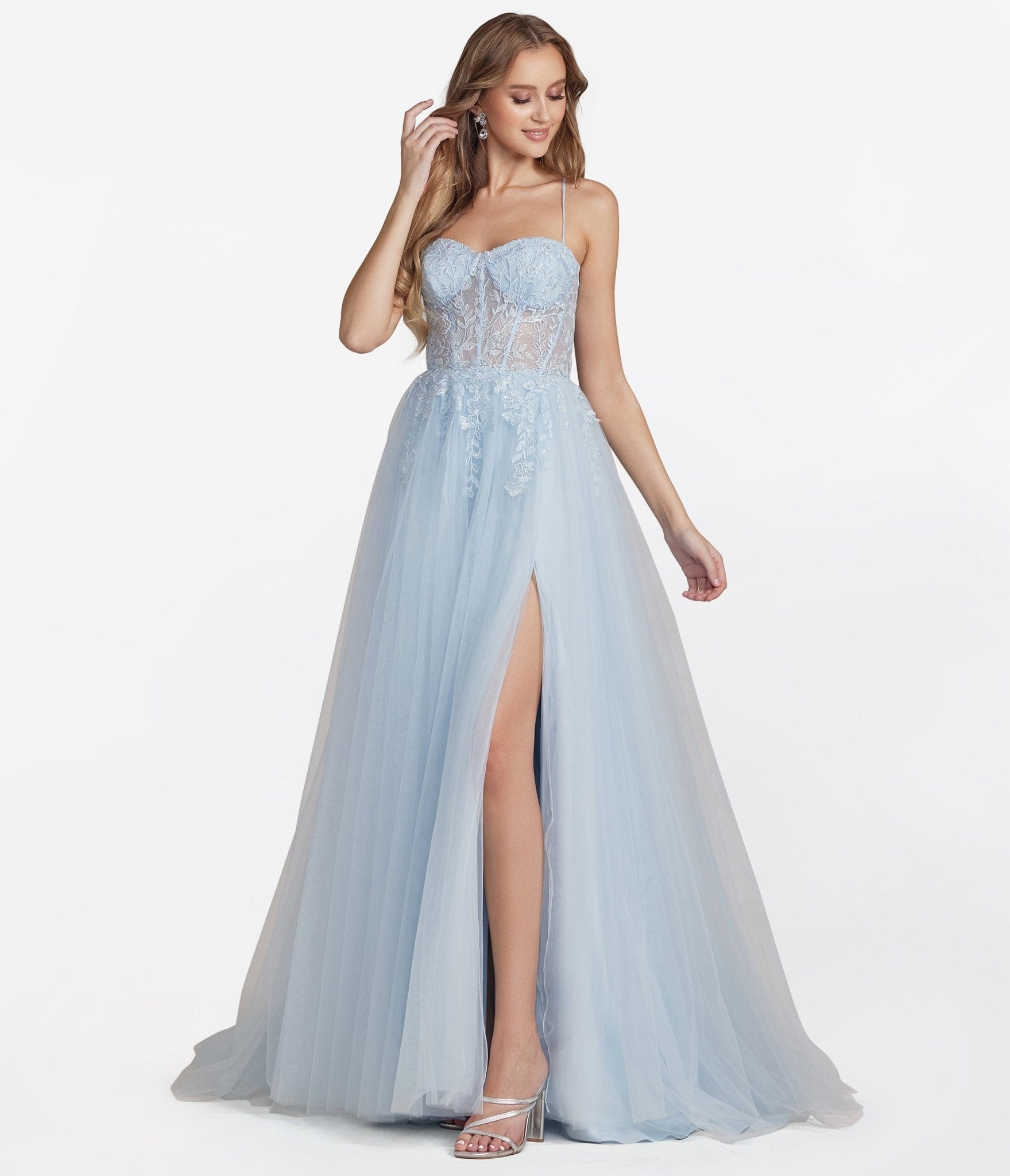 Glittering Frost Sequin Lace Ball Gown in Ice Blue and Pink -80512 –  Morteza Boutique L.A