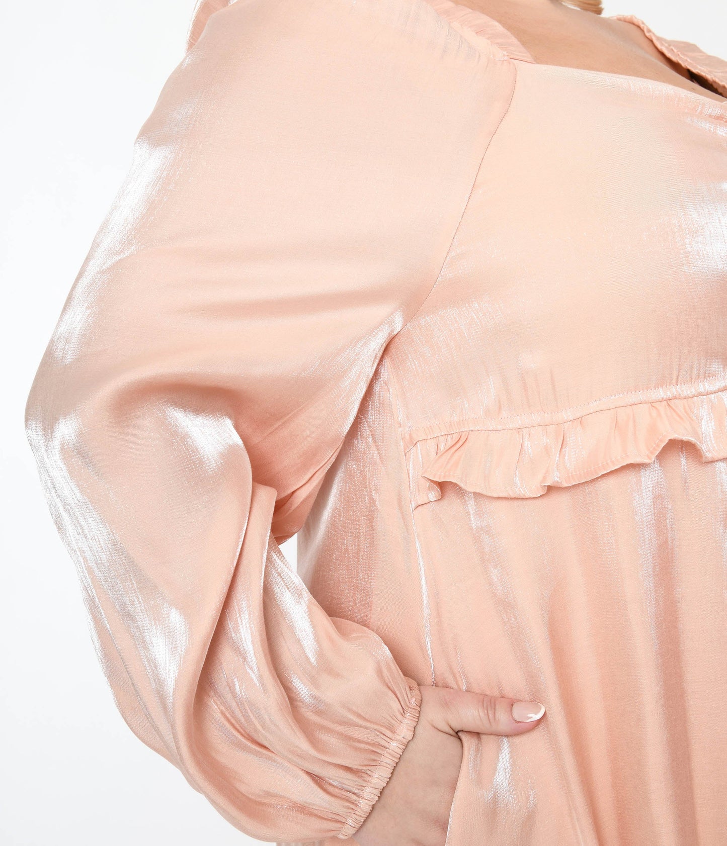 Iridescent Peach Ruffled Babydoll Dress - Unique Vintage - Womens, DRESSES, BABYDOLL