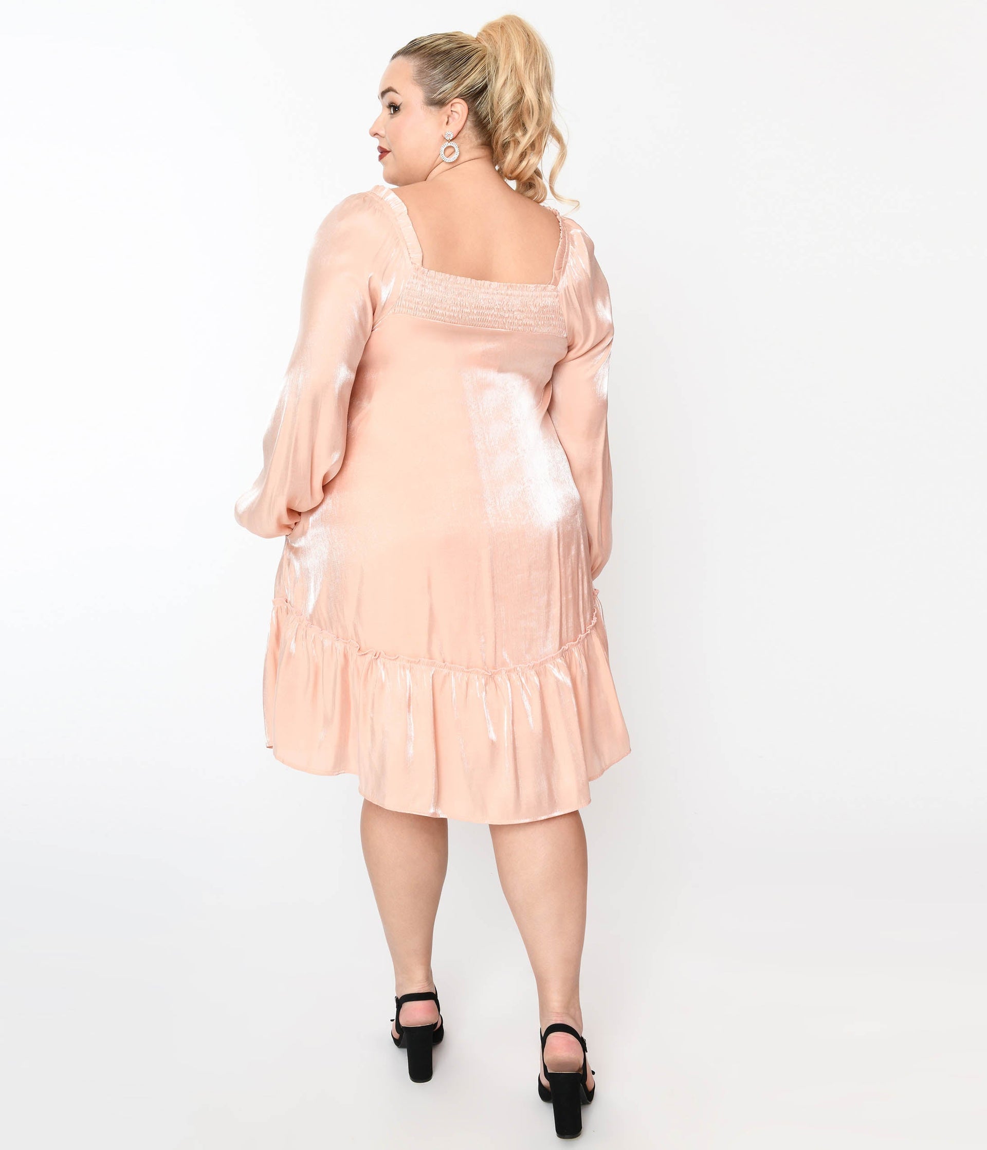 Iridescent Peach Ruffled Babydoll Dress - Unique Vintage - Womens, DRESSES, BABYDOLL