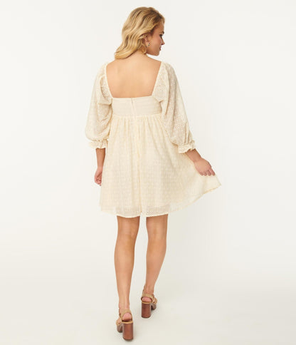 Ivory Eyelet Babydoll Dress - Unique Vintage - Womens, DRESSES, BABYDOLL