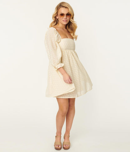 Ivory Eyelet Babydoll Dress - Unique Vintage - Womens, DRESSES, BABYDOLL