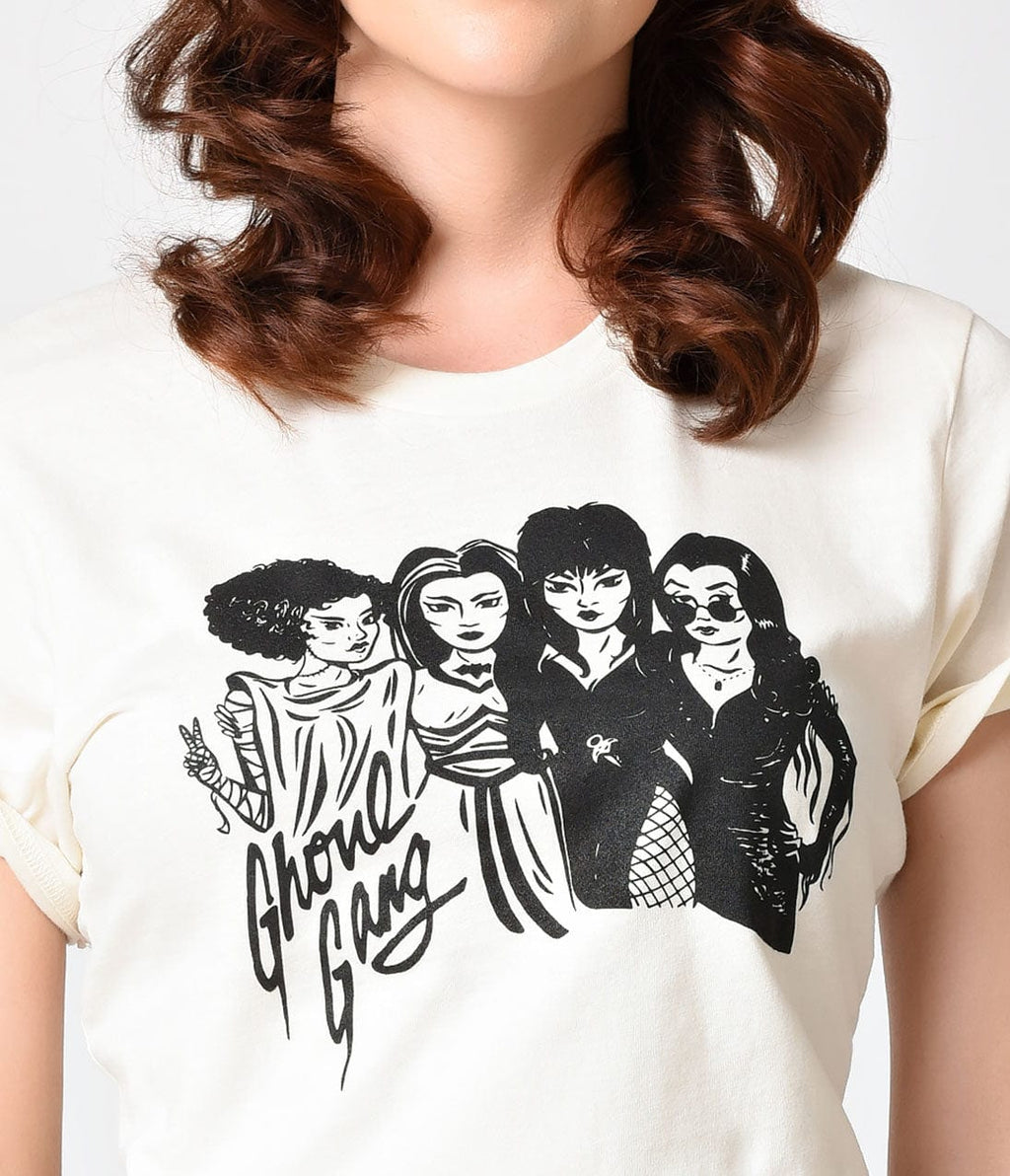 Ivory Ghoul Gang Short Sleeve Unisex Tee - Unique Vintage - Womens, GRAPHIC TEES, TEES
