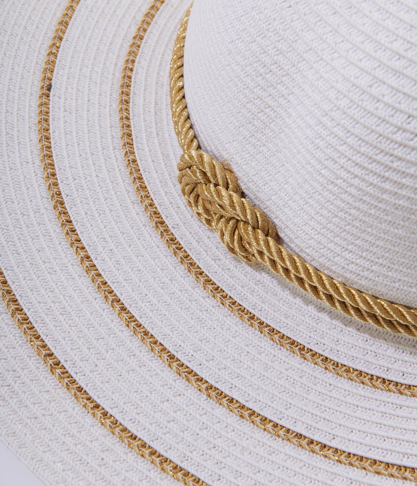 Ivory & Gold Sun Hat - Unique Vintage - Womens, ACCESSORIES, HATS