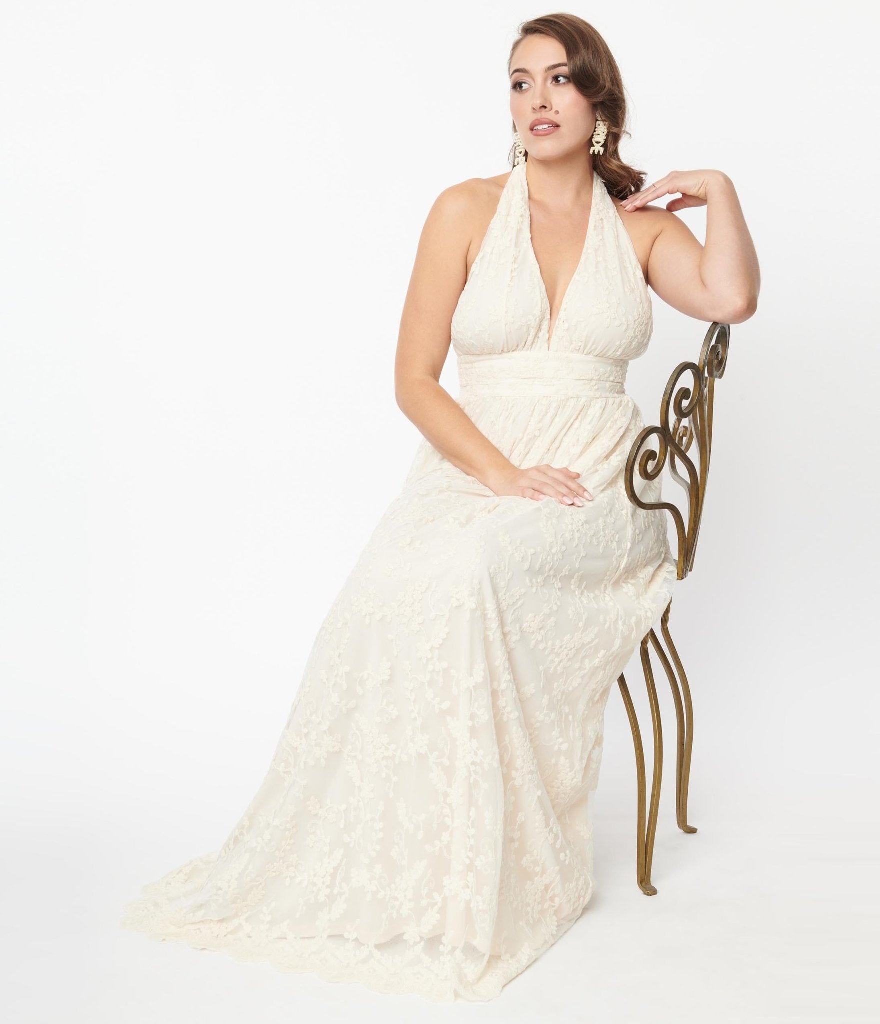 Plus size ivory lace maxi dress Clearance