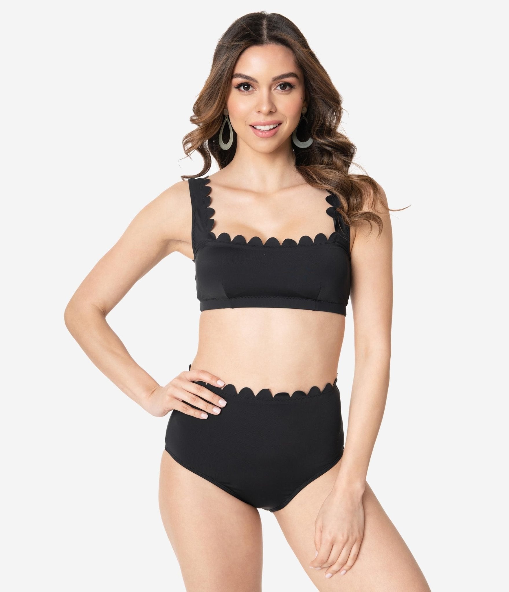 Kingdom & State Black Scalloped Swim Bottoms - Unique Vintage - Womens, SWIM, BOTTOM
