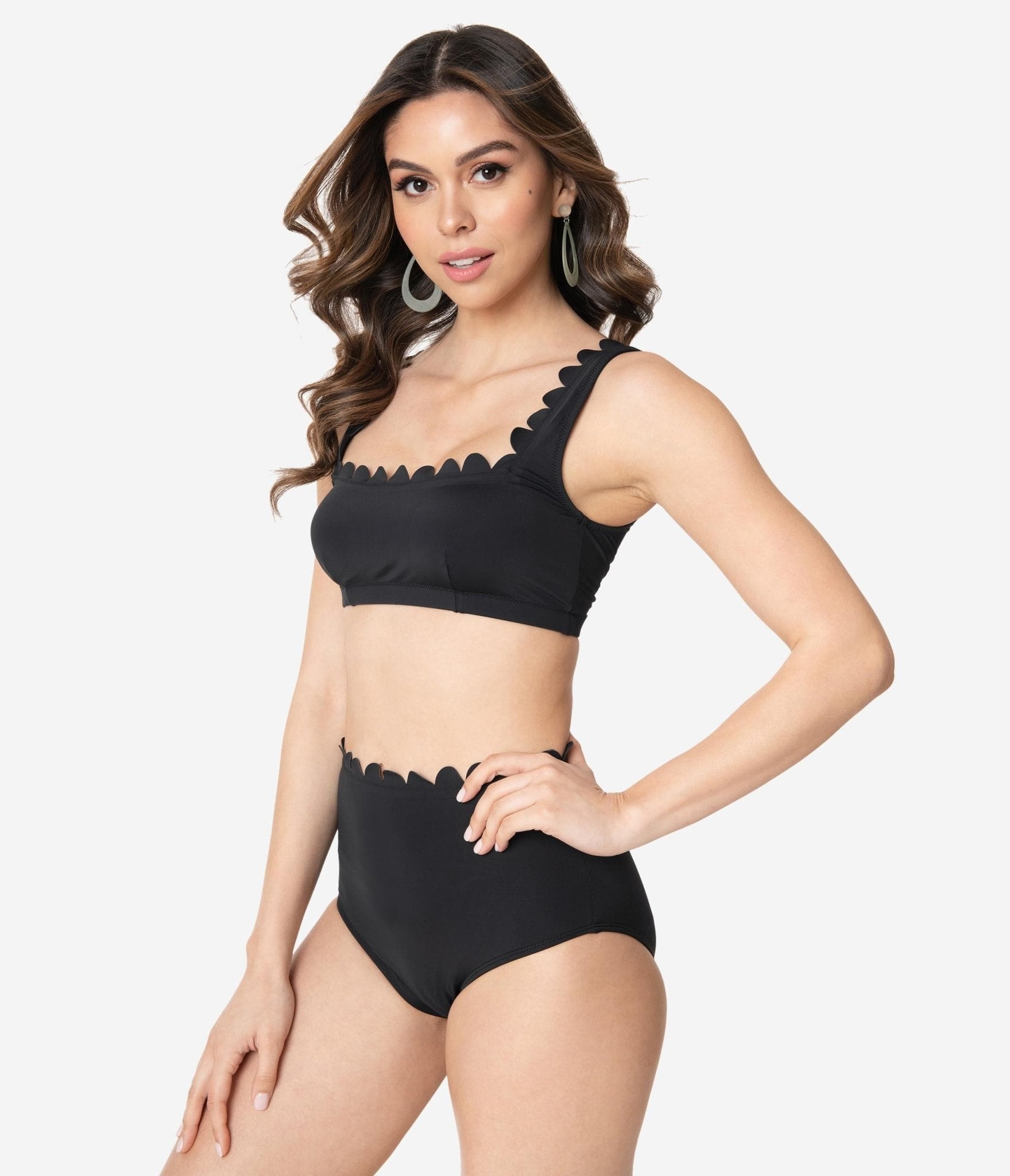 Kingdom & State Black Scalloped Swim Bottoms - Unique Vintage - Womens, SWIM, BOTTOM