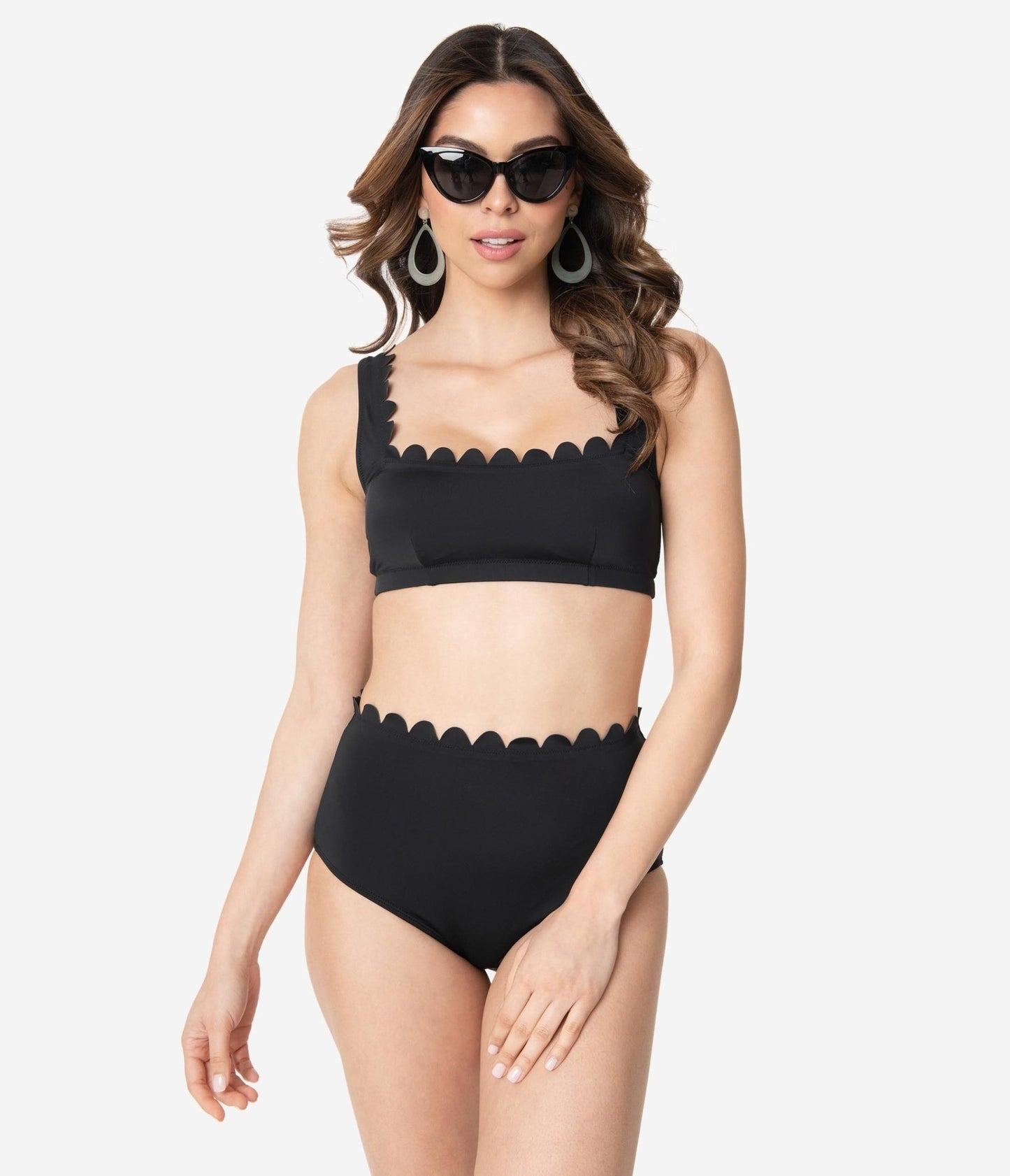 Kingdom & State Black Scalloped Swim Bottoms - Unique Vintage - Womens, SWIM, BOTTOM