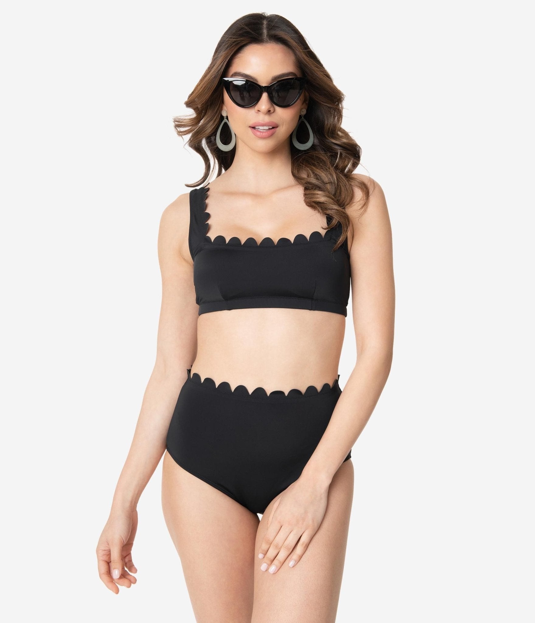 Kingdom & State Black Scalloped Swim Bottoms - Unique Vintage - Womens, SWIM, BOTTOM