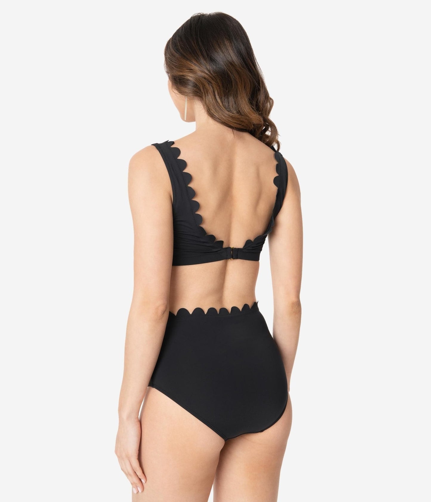 Kingdom & State Black Scalloped Swim Bottoms - Unique Vintage - Womens, SWIM, BOTTOM