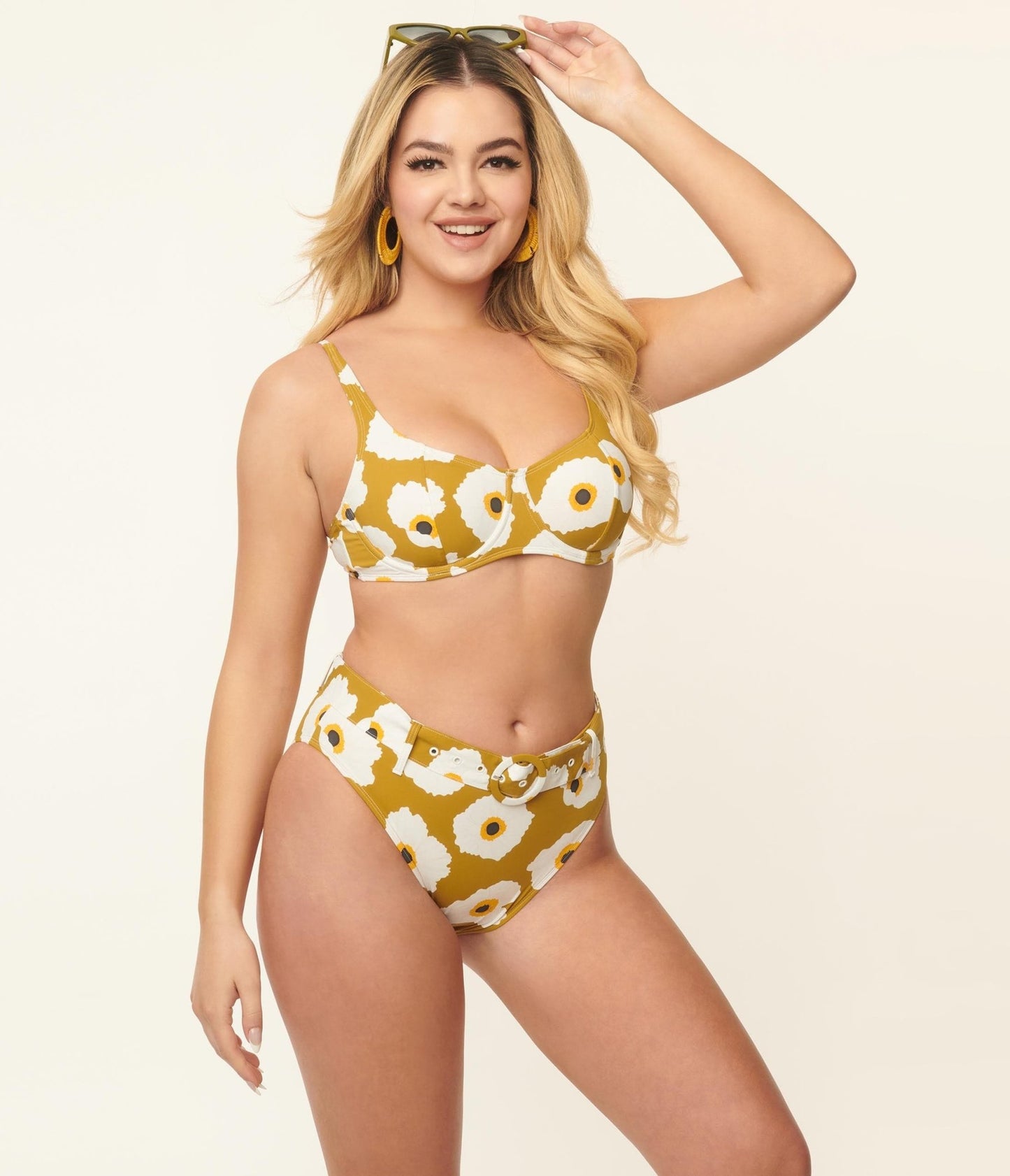 Kingdom & State Olive & White Poppy Swim Bottoms - Unique Vintage - Womens, SWIM, BOTTOM