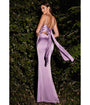 Cinderella Divine  Lavender Cowl Neck Satin Bridesmaid Dress