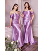 Cinderella Divine  Lavender Satin Fitted Bridesmaid Gown