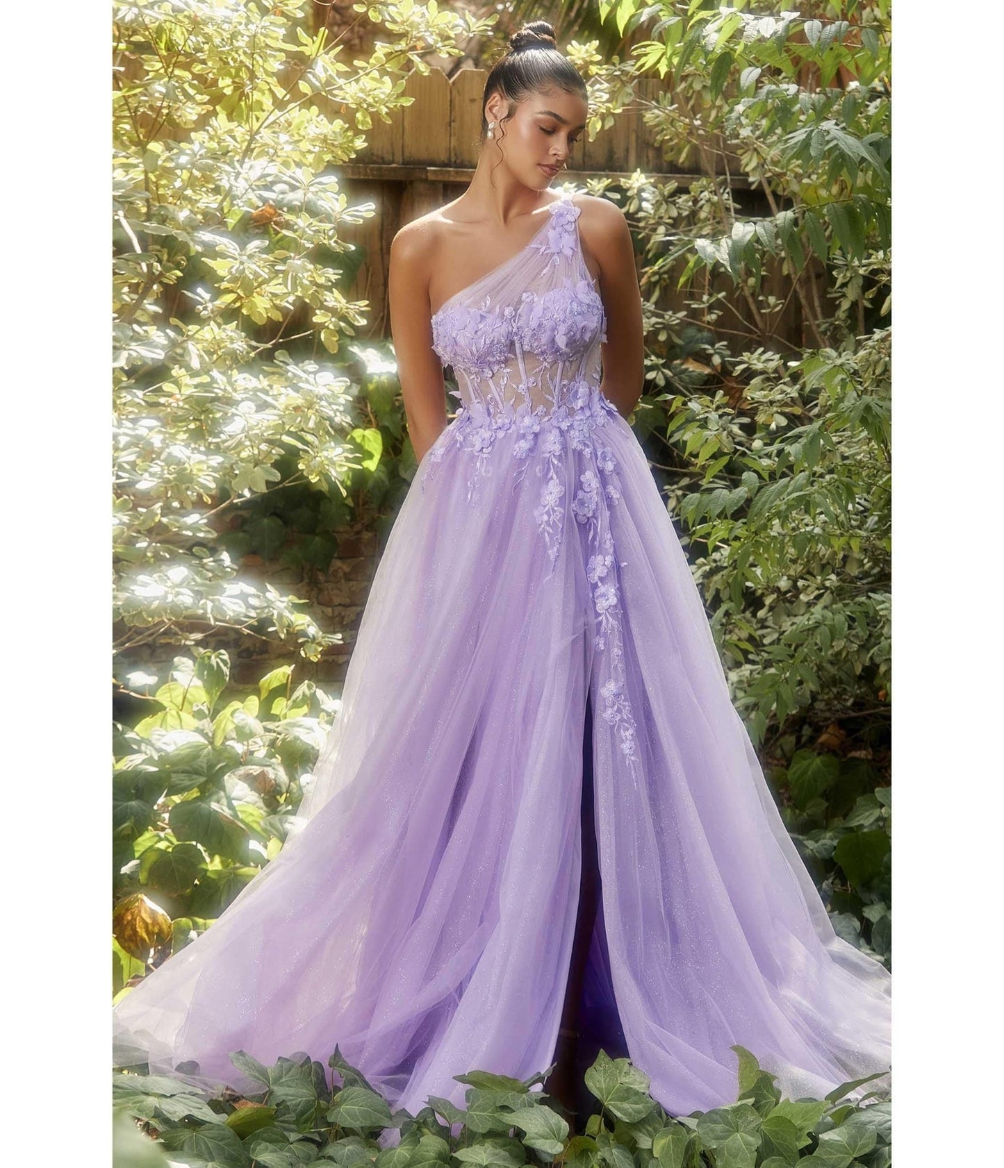 Lavender Shimmering One Shoulder Fairytale Bridesmaid Gown - Unique Vintage - Womens, DRESSES, PROM AND SPECIAL OCCASION