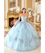Ladivine by Cinderella Divine Light Blue Floral Tulle Princess Ball Gown