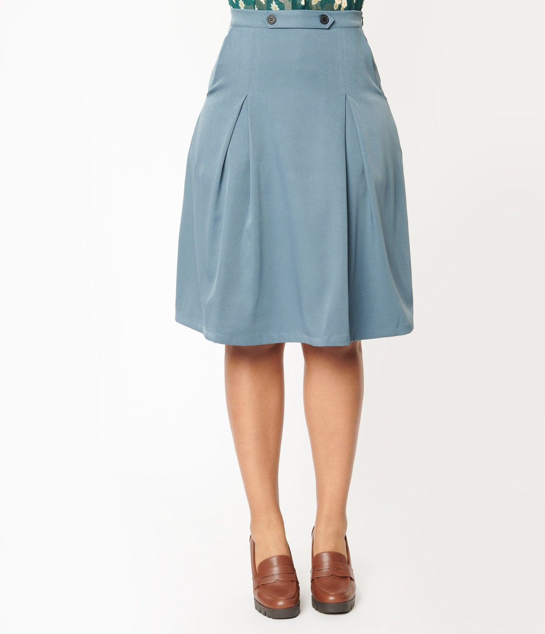 Light Blue Midi Skirt - Unique Vintage - Womens, BOTTOMS, SKIRTS