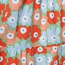 Light Blue & Red Floral Tiered Midi Skirt - Unique Vintage - Womens, BOTTOMS, SKIRTS