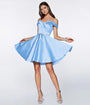 Cinderella Divine  Light Blue Satin Flare Prom Dress