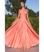 Cinderella Divine  Light Coral Satin Convertible Halter Evening Gown