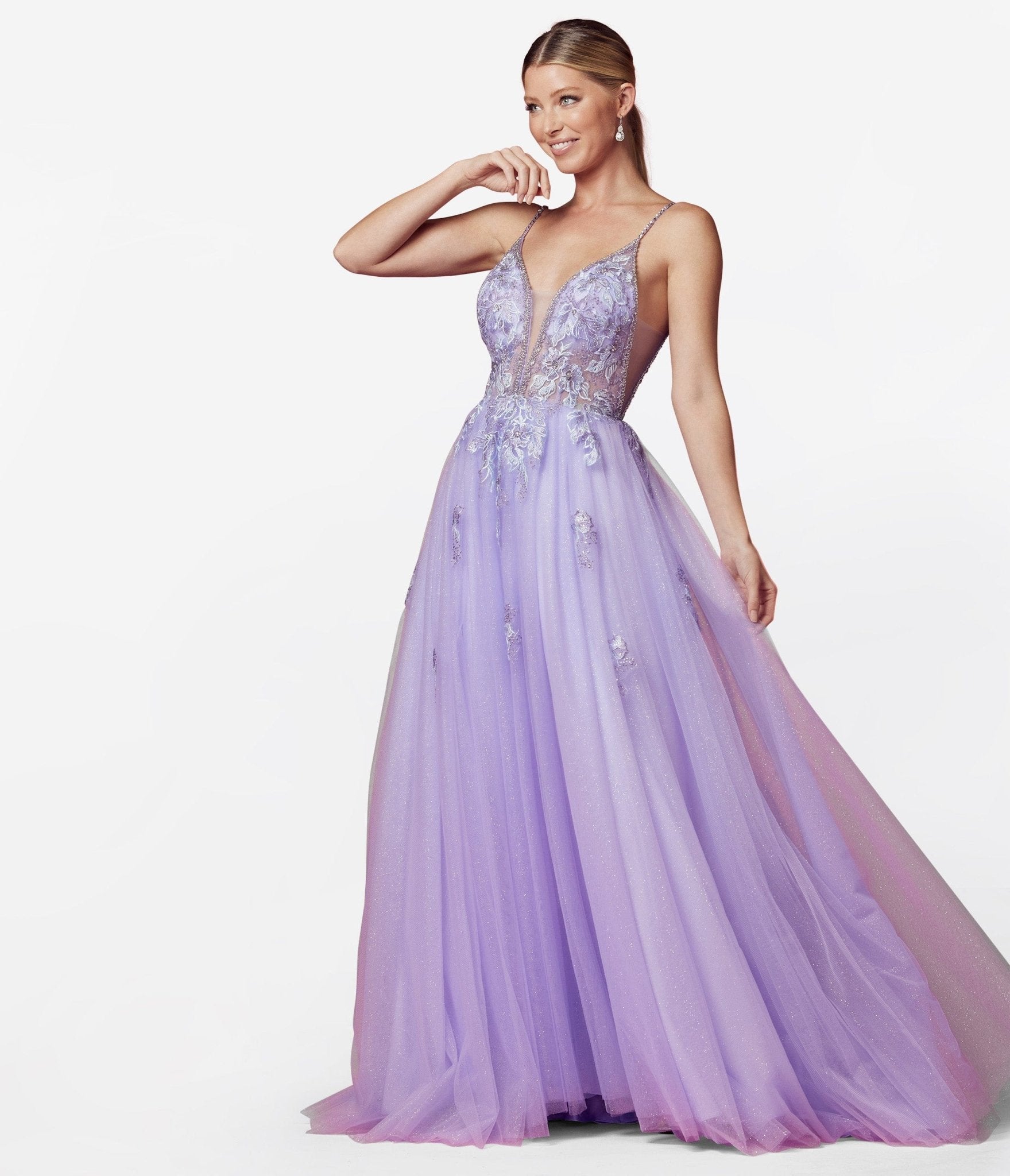 Lilac A-line Prom Gown in style CD970 - Prom-Avenue
