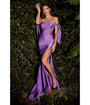 Cinderella Divine  Lilac Off The Shoulder Tie Bridesmaid Gown