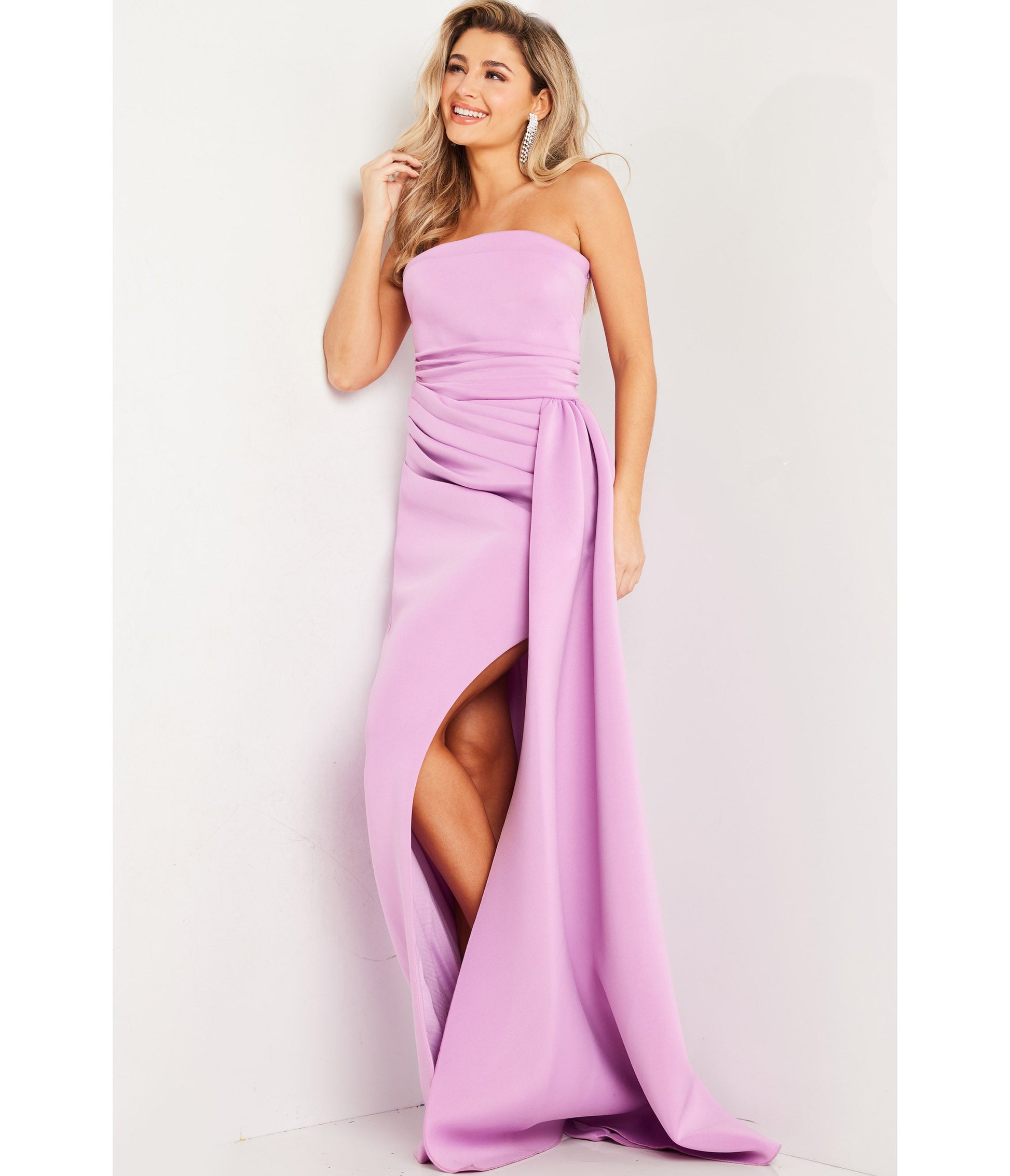 Lilac Pleated Waist Strapless Evening Gown - Unique Vintage - Womens, DRESSES, PROM AND SPECIAL OCCASION