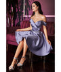 Cinderella Divine  Lilac Satin Flare Prom Dress