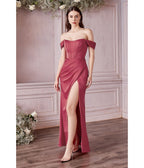 Lipstick Divine Satin Corset Off-Shoulder Prom Dress - Unique Vintage - Womens, DRESSES, PROM AND SPECIAL OCCASION