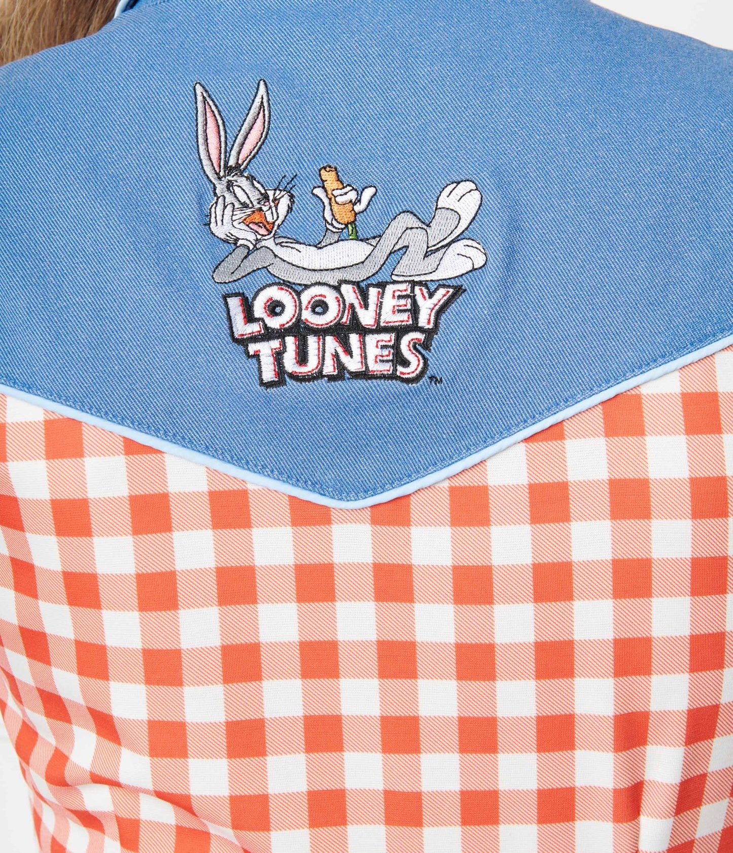 Looney Tunes x Unique Vintage Red Gingham & Denim Wiggle Dress - Unique Vintage - Womens, DRESSES, WIGGLE