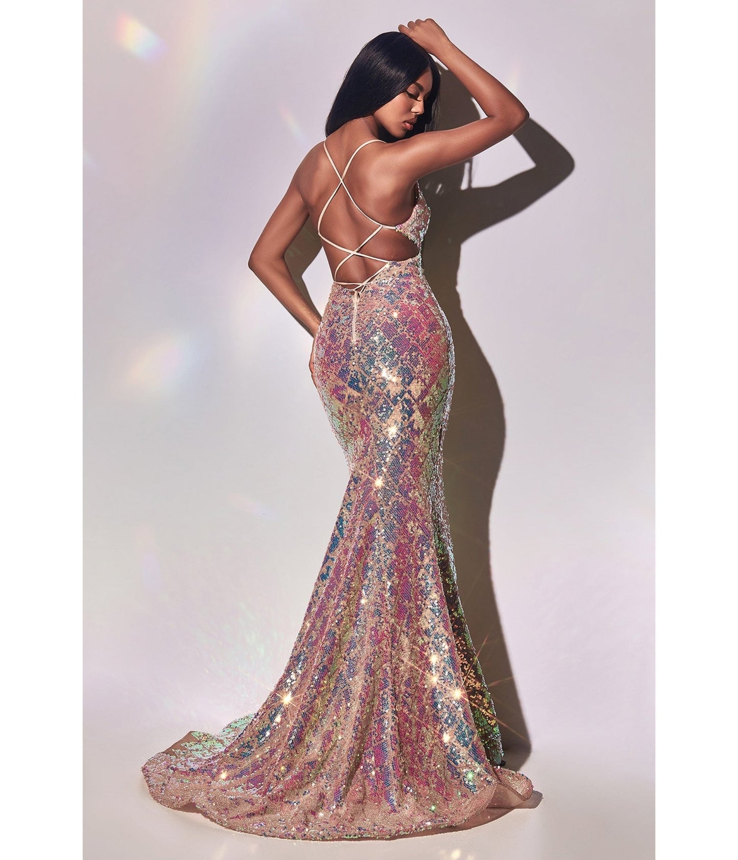 Magical Mermaid Iridescent Sequin Prom Gown - Unique Vintage - Womens, DRESSES, PROM AND SPECIAL OCCASION